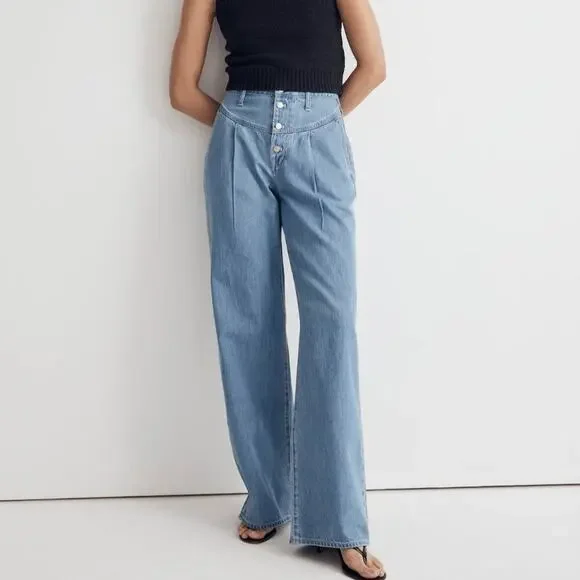 Madewell Super Wide-Leg Jeans Lockland Wash Size 27 - Picture 2 of 12